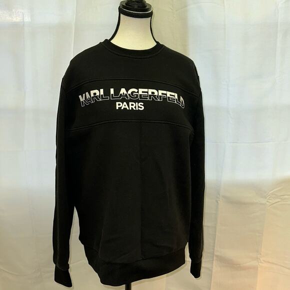 Karl Lagerfeld Black Sweatshirt with White Logo - Size Large - Picture 2 of 8
